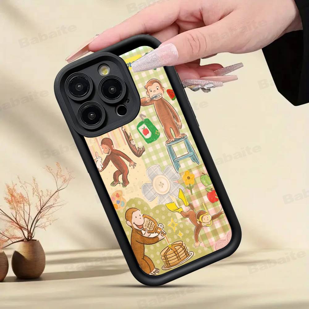 Lovely Cartoon C-Curious Georges Phone Case For iPhone 17 16 15 14 13 12 11 Pro Max 16E Plus INS Soft Cover