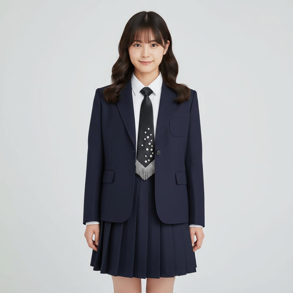 Rhinestone Pearls Tie Black Decoration Shirt Tie Temperament Hand-beaded Long Necktie  Students