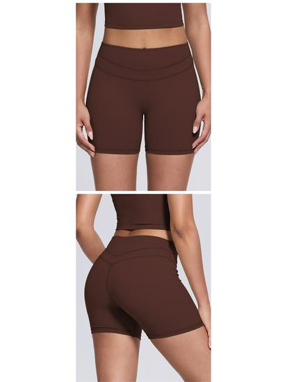 Women's High-Waist Yoga Fitness Shorts - Peach Hip, High-Elastic, Tight Athletic Wear
