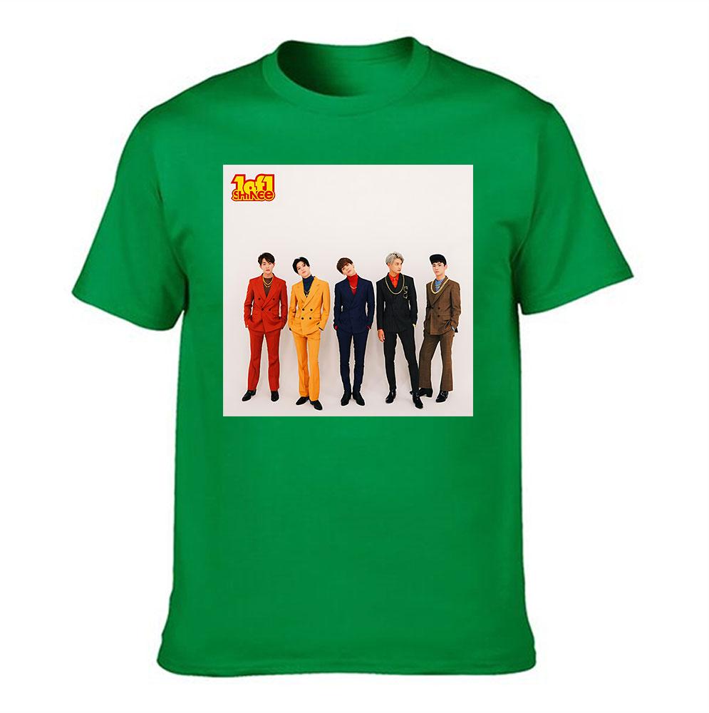 SHINee of Kpop Group Print Cotton Unisexs TShirt Retro Style Casual Short Sleeve Tee for Kpop Fans Daily Wear