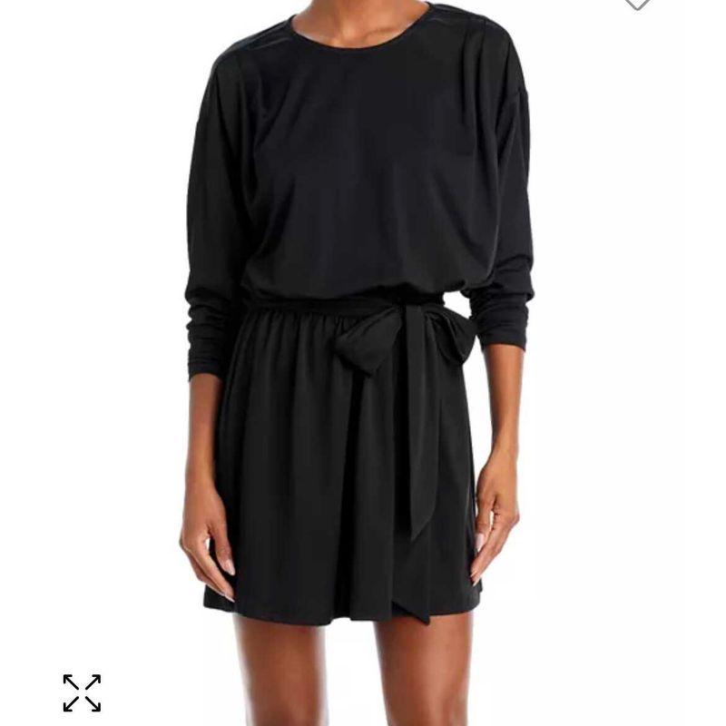 

Export Single AQ Batwing Sleeve Easiest for Match Simple Black Temperament Commute Comfortable Long Sleeve Spring New Arrival Dress Female Black (belt random) M