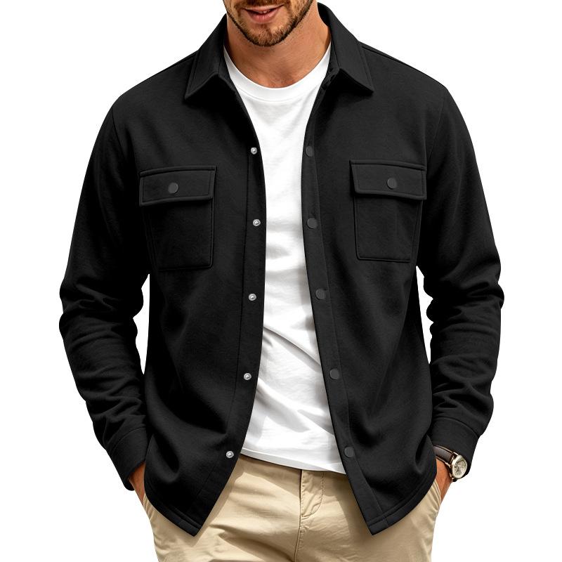 Men S Long Sleeve Knit Button Pocket Casual Jacket