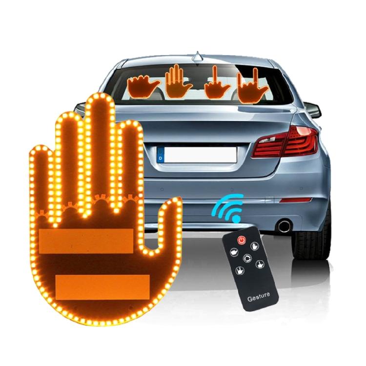 Car Back Window Sign Fun Gesture Finger Light with Remote Hand Gesture Light for Car Road Rage LED Sign Car Accessories
