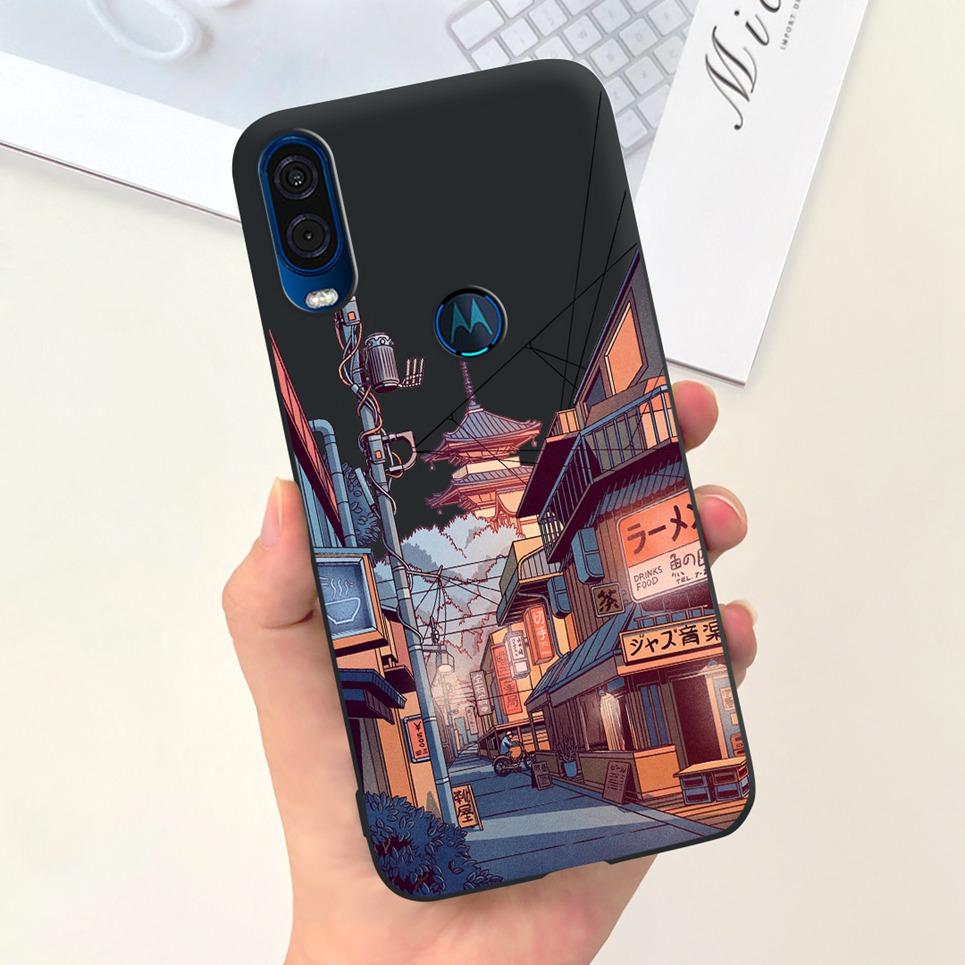 For Motorola One Vision Case One Macro BaCK Cover Gothic Black Cool Fashion Phone Mask For One Vision OneMacro Bumper Soft Matte
