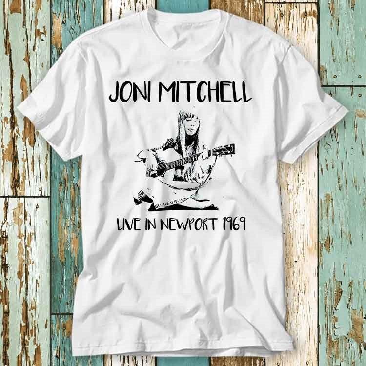 

Joni Mitchell Live in Newport T Shirt Top Summer unisex Loose and Breathable cotton Tshirt Top S