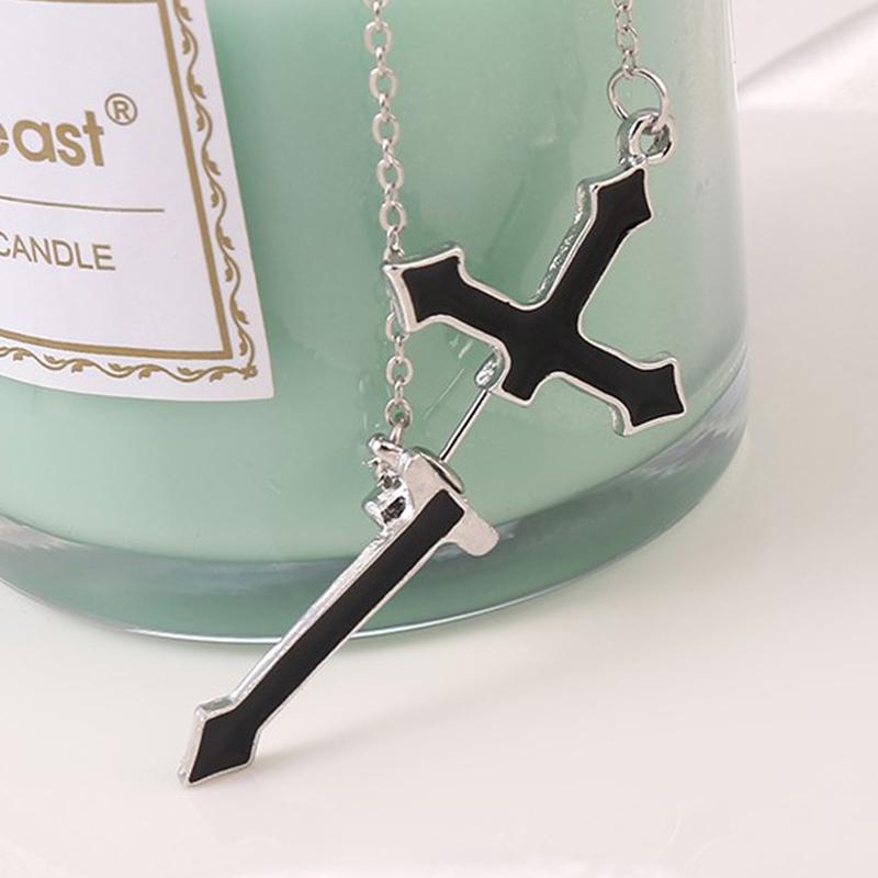 Punk Black Cross Drop Earrings For Teens Vintage Rock Pride Long Chain