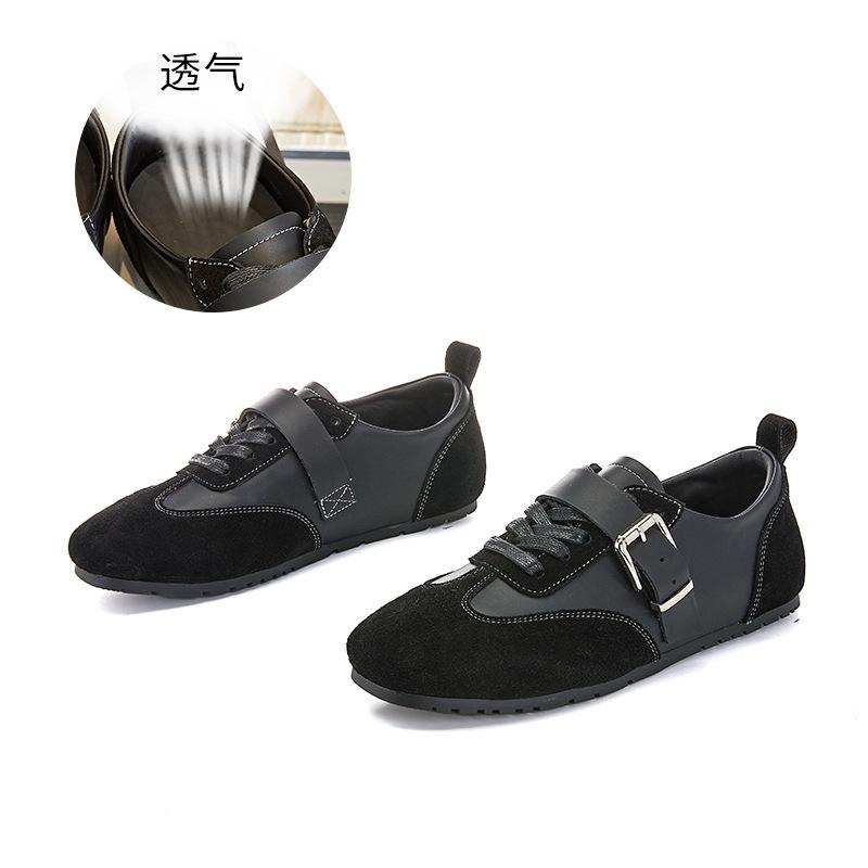 Wula Insole Leather Forrest Gump Shoes Women's 2025 Autumn New Flat-bottomed Sports Little White Shoes Casual Buckle Women's Shoes