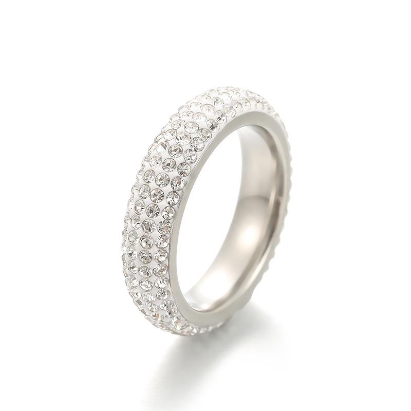 

18k Gold-Plated Non-Fading Titanium Steel Ring with Diamond Inlaid 6mm Ceramic Clay Size 6