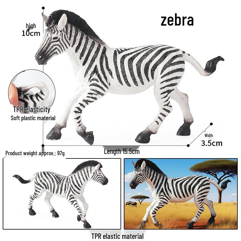 Wild Safari Animal Figurines: Giraffe, Elephant, Rhinoceros, Brown Bear, Tiger, Lion, Leopard, Hippopotamus - Solid Cognitive Toys