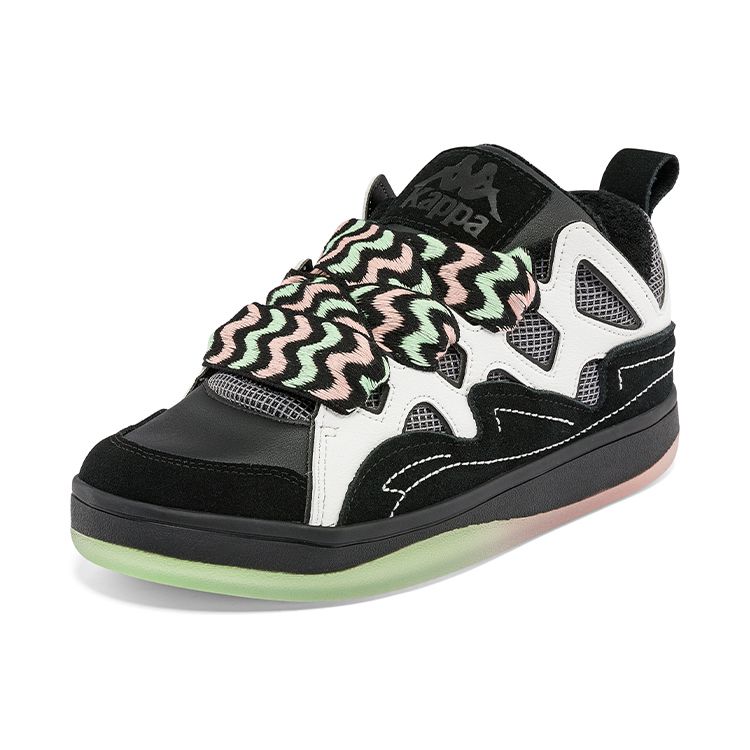 Kappa Fatty Synthetic Leather Fabric Slip Resistant Low Top Skate Shoes Unisex sneakers Black K0BZ5CS20-990