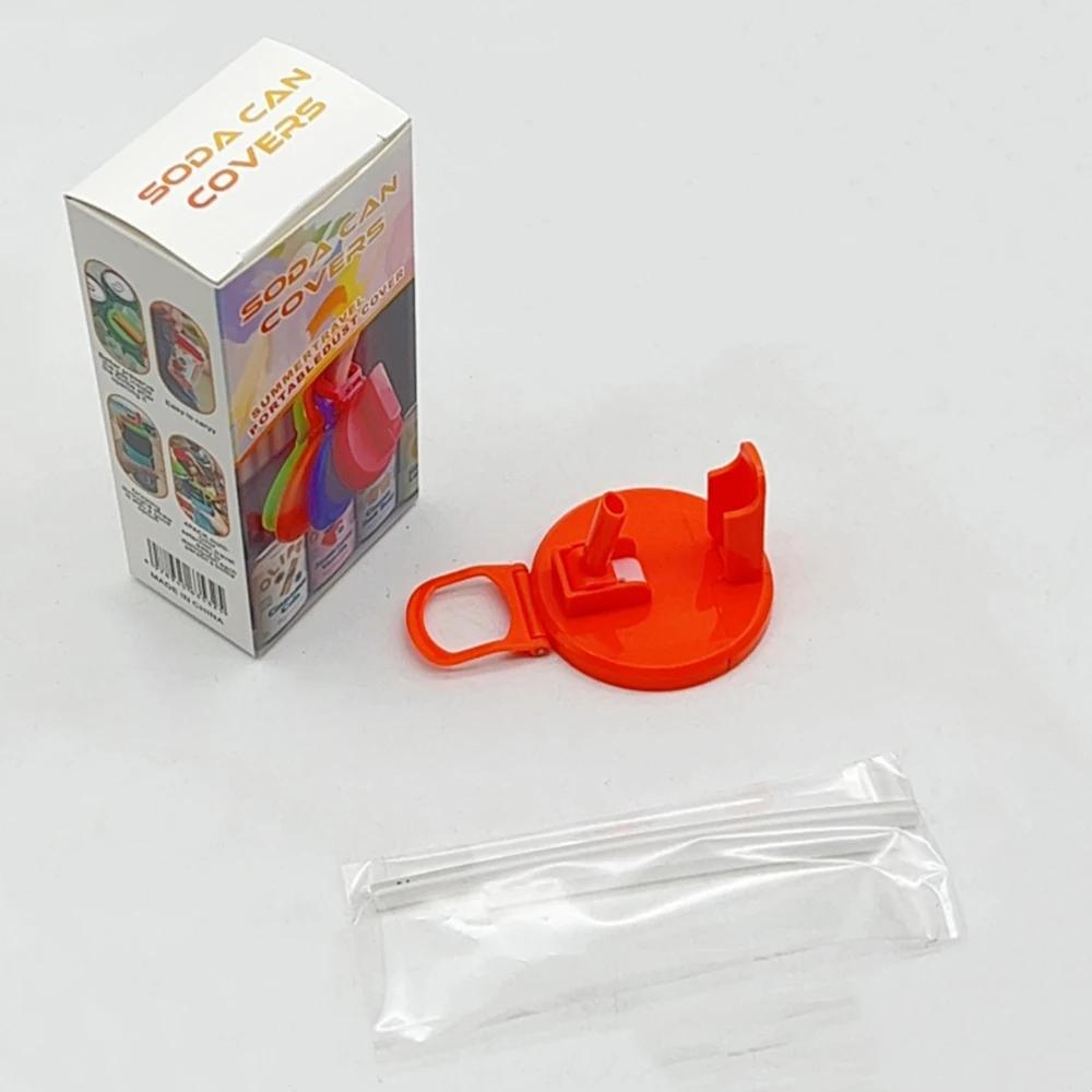 1pcs Silicone Lid Cover With 2 Straws Reusable Soda Can Lid Portable Canned Beverages Juice Beer Straw Cap For Home Picnic