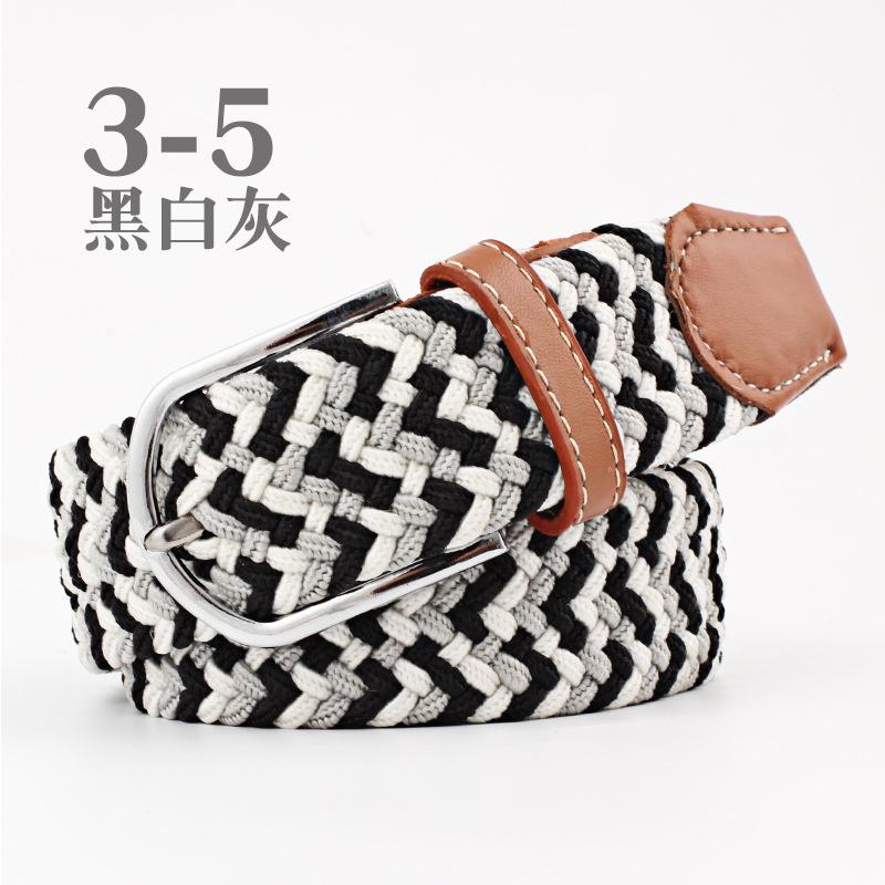 Women Casual Knitted Pin Buckle Without Holes Men Belt Woven Canvas Elastic Expandable Braided Stretch Belts for Female Jeans