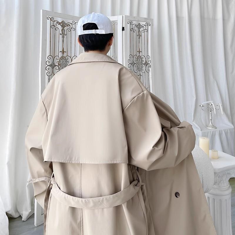 2025 Mens Trench Coat Men Double Breasted Belted Windbreaker Man Lapel Long Jacket Casual Windproof Overcoat Men Trench