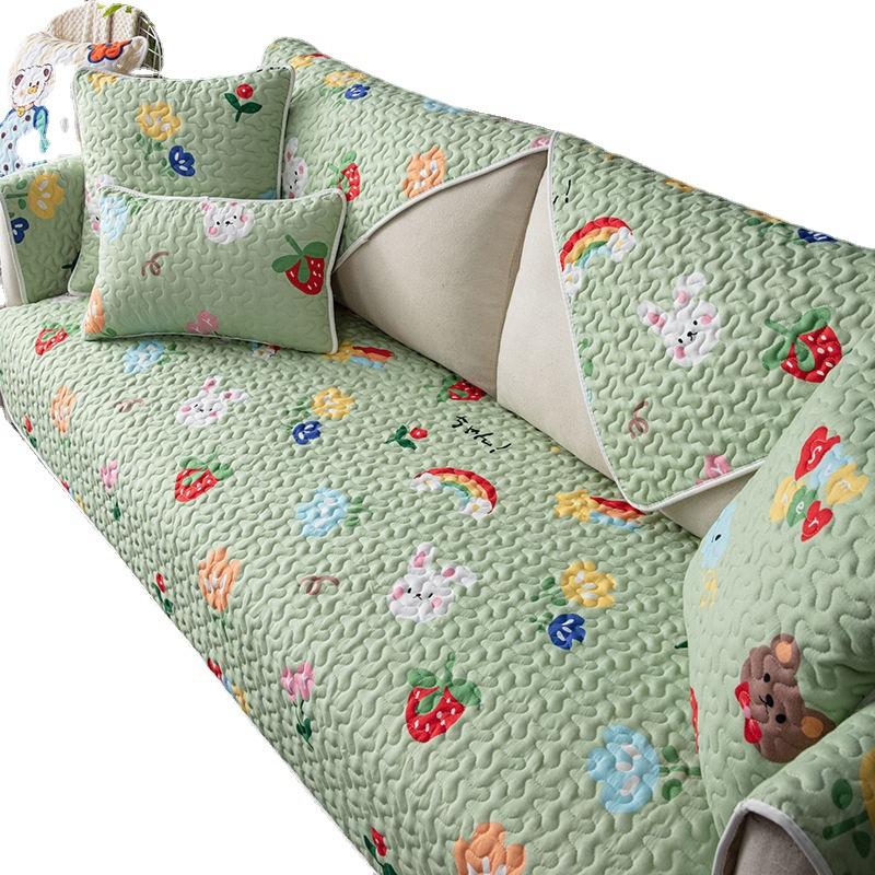 All Cotton Sofa Cushion, All-Season Universal Fabric, Pure Cotton Anti Slip, Nordic Minimalist, Noble Princess Backrest, Towel Cover, Cartoon Cute