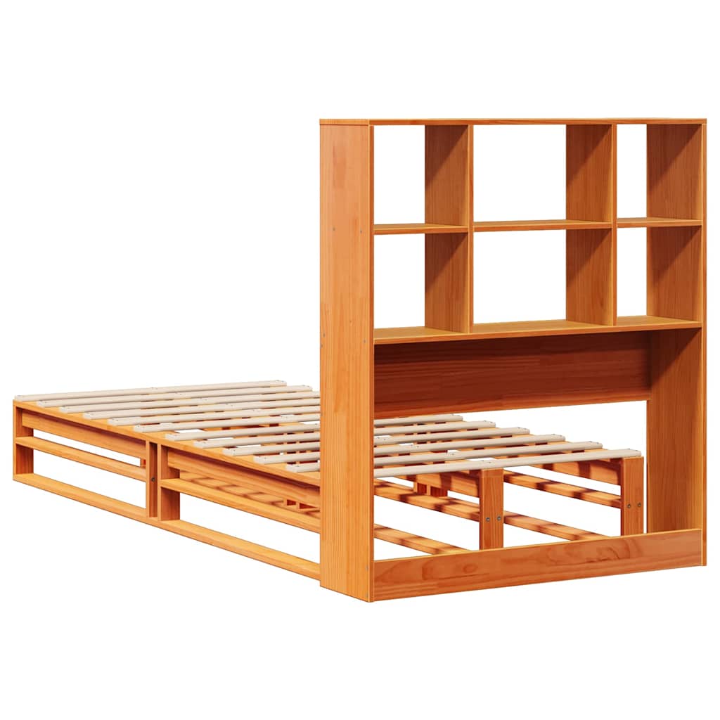 Vidaxl Bed With Shelf, Without Mattress, Waxed Brown, 100X200 Cm, Wood