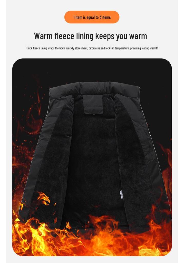 Unisex Fleece-Lined Stand-Collar Sports Vest for Autumn/Winter
