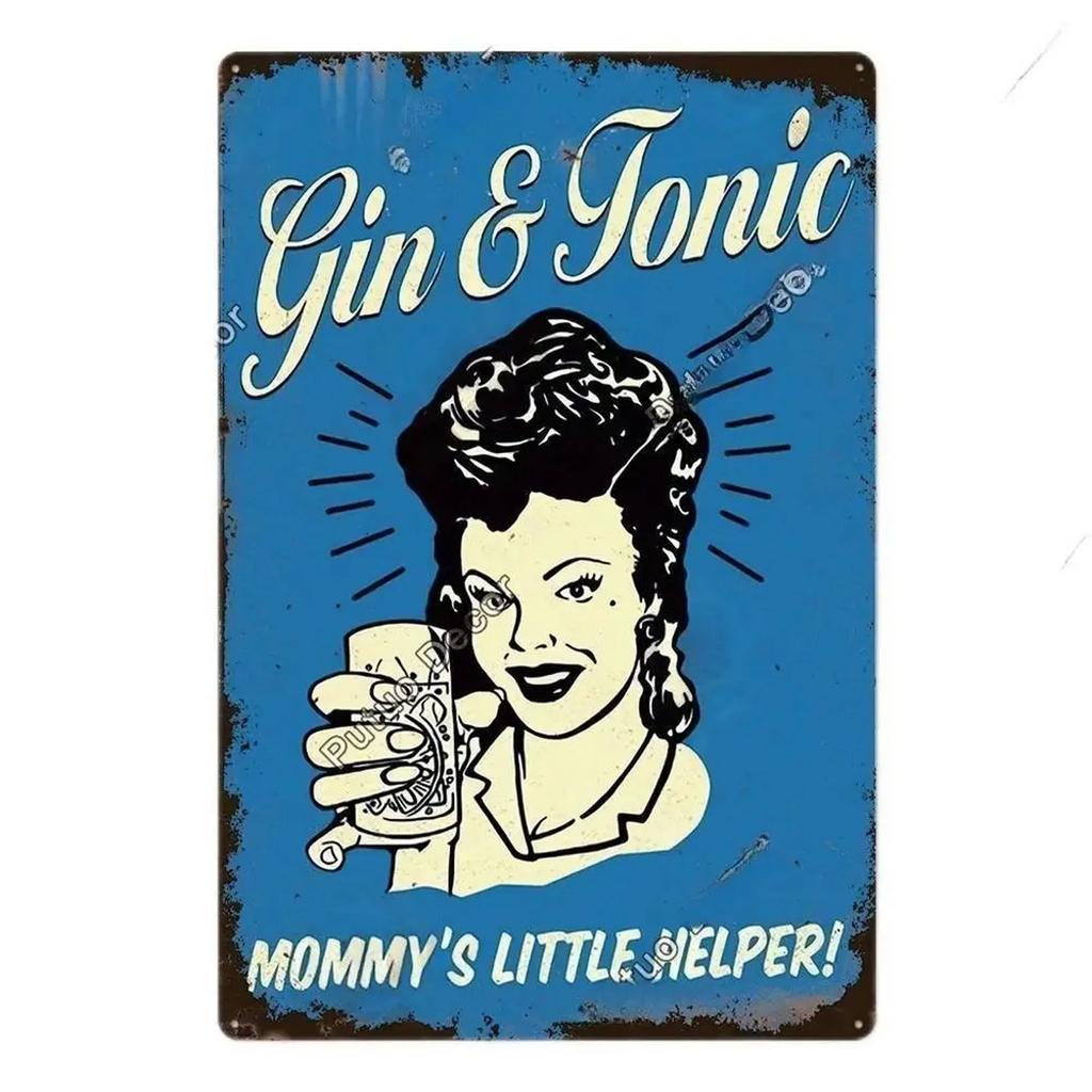 Plaque Metal Tin Signs Drink Gin Tonic Wall Decoration Vintage Art Posters Iron Painting for Man Cave Home Cafe Garden Club Bar
