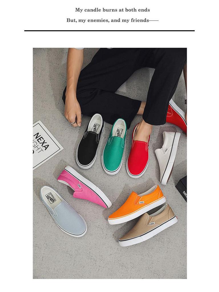 2025 Spring Classic Slip-On Shoes: Women's Low-Top, Solid Color & Men's Korean Style Canvas Shoes