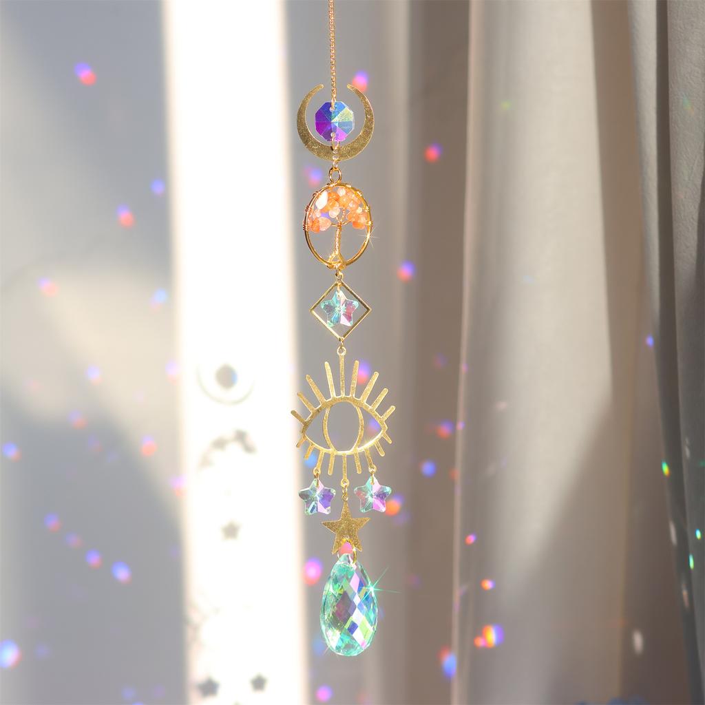 Sun Catchers with Crystals ,Tree of Life Crystal Suncatcher for Window Prisms Light Catcher Indoor Outdoor Home Party Garden