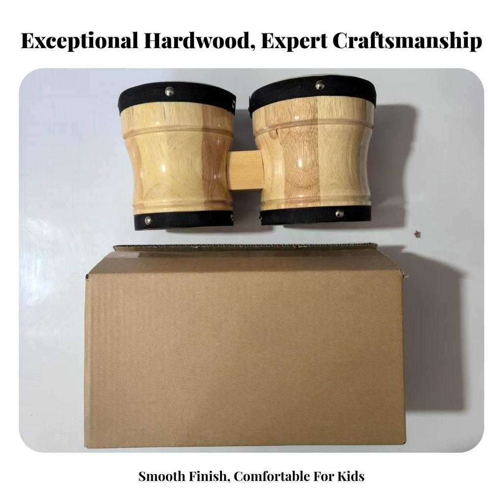 Wooden Drums Wood Finish Pair of Bongos Metal Rivets