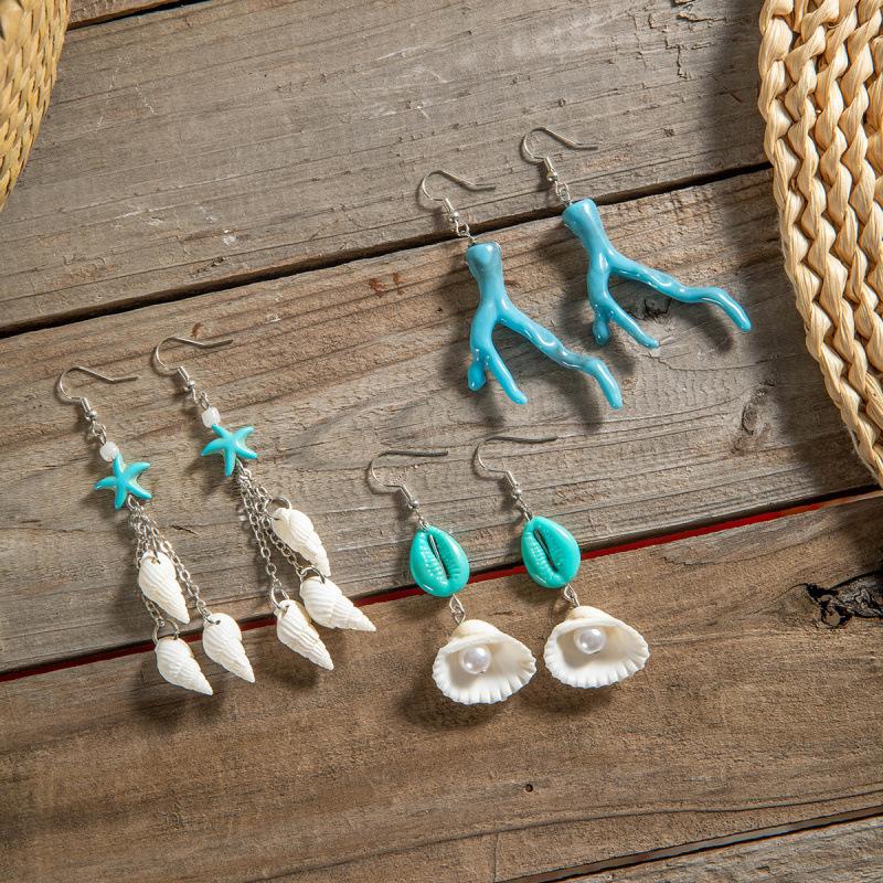 Ocean Shell Earrings Earrings Beach Holiday Jewelry Set Simple Versatile Acrylic