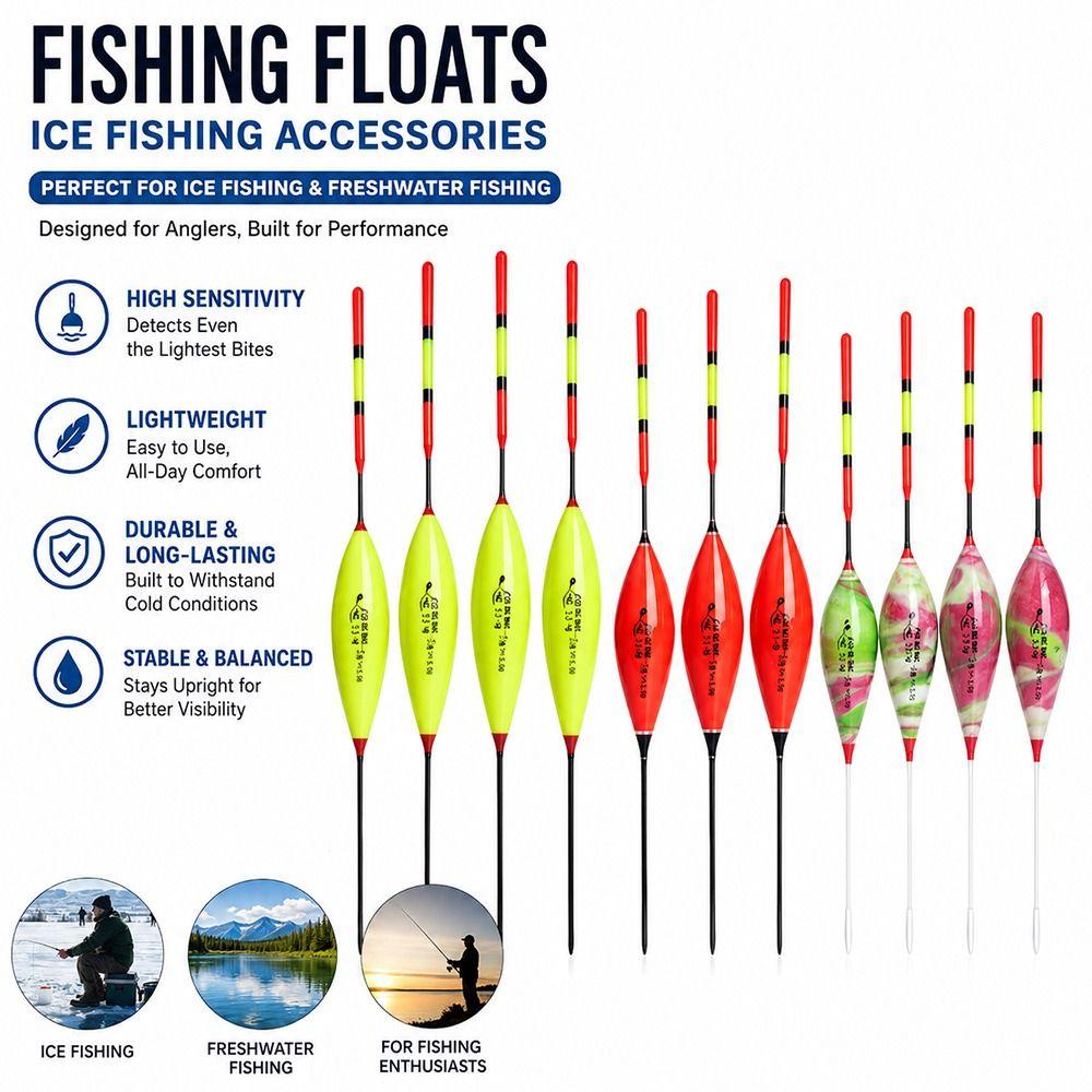 5pcs Freshwater Floaters Fishing Floats Shrimp Grouper Design Ice Fishing Accessory Ice Fishing