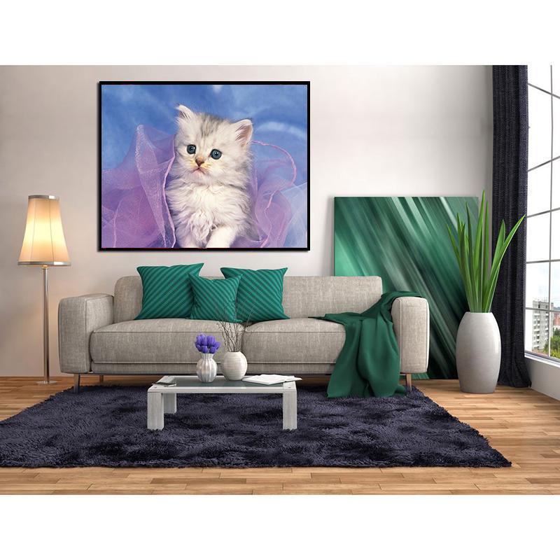 Acheter Peinture Diamant Animal Chat 5D à Faire Soi-même, Broderie Complète En Résine, Perles Carrées Et Rondes, Strass, Image, Point De Croix, Kit De Décoration D'intérieur