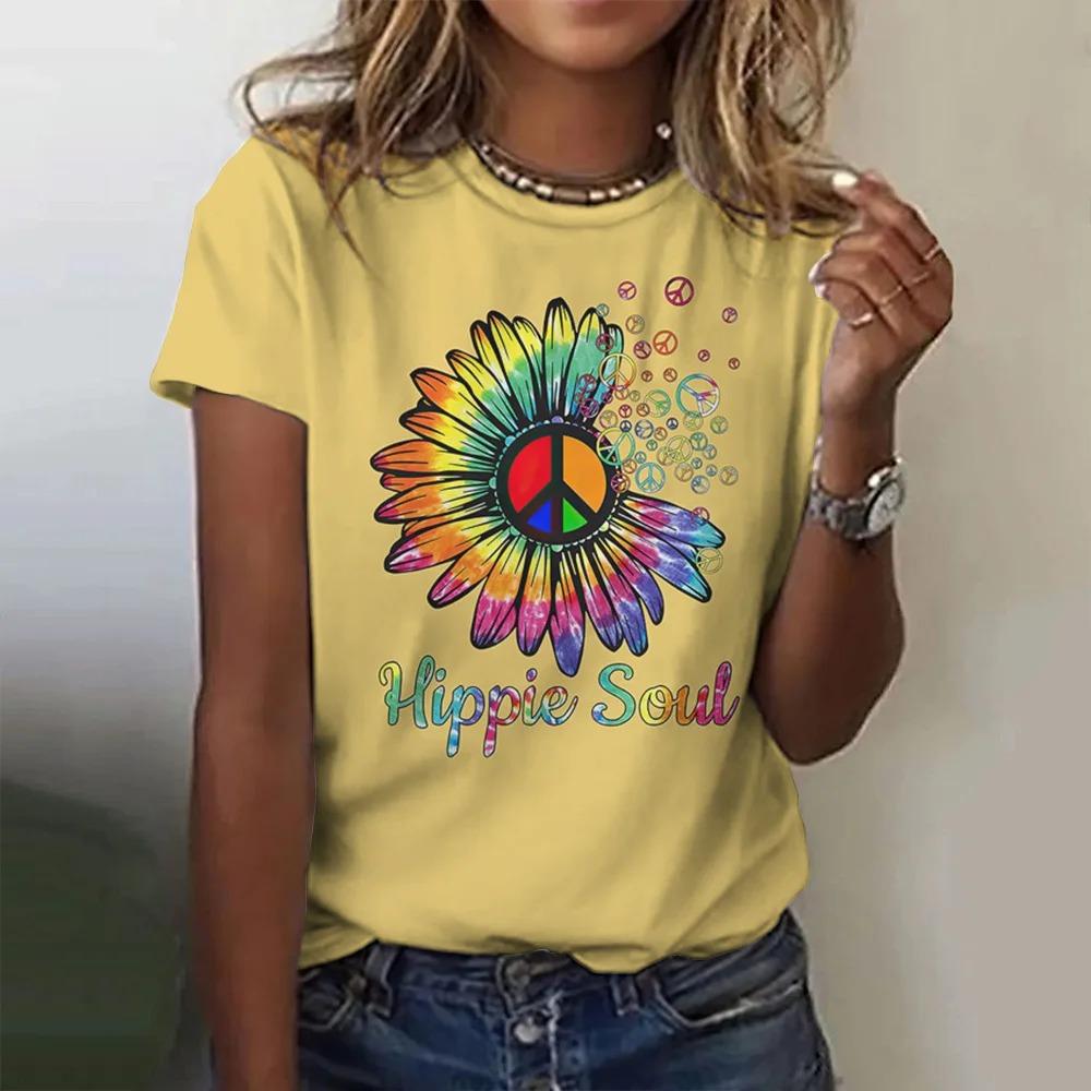 Mode 3D Kärlekstryck T-shirt För Kvinnor Roligt Blommönster Kortärmad Tjej Tee Sommar Casual O-hals T-shirts Damkläder