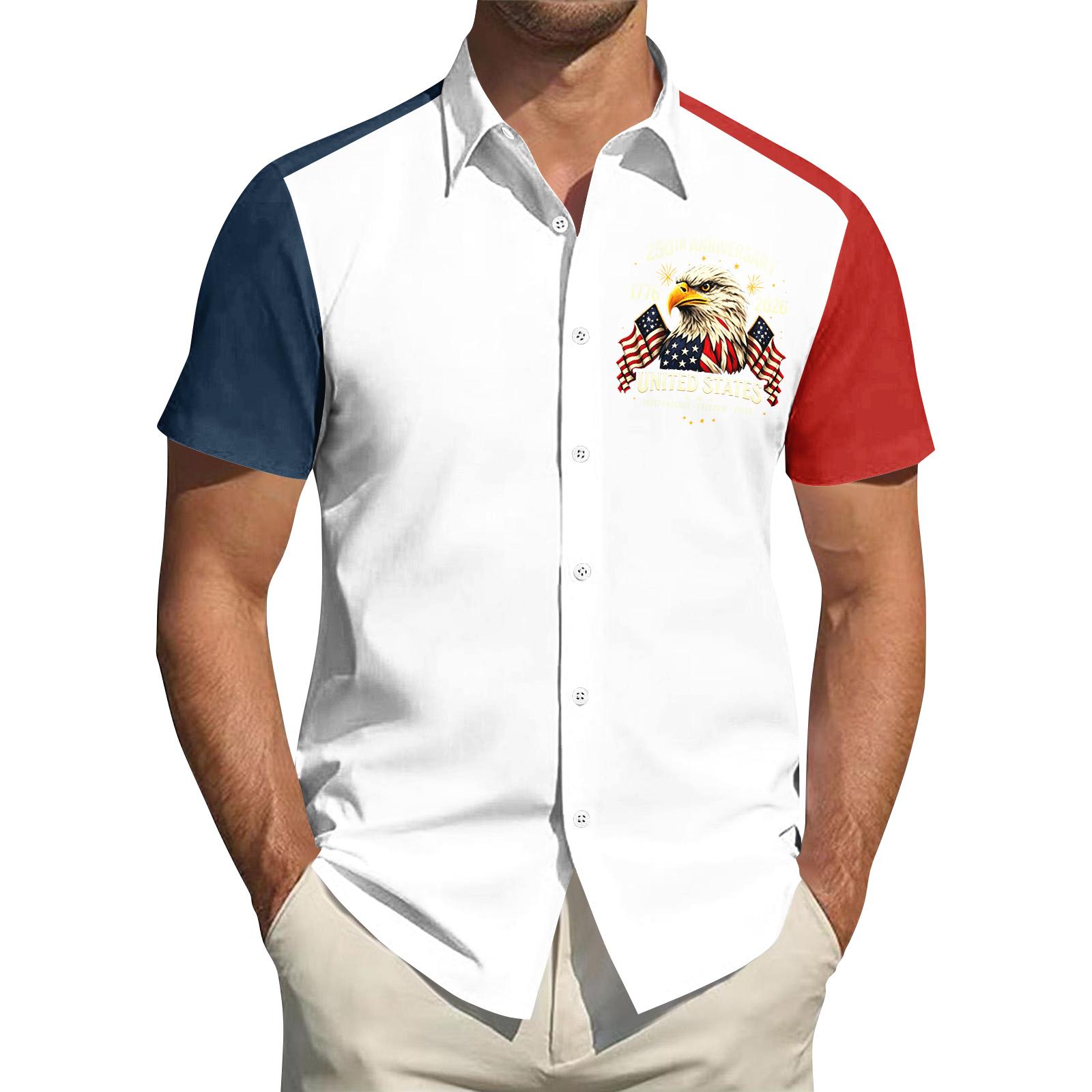 

Men s Short Sleeve Casual Button Down Shirt with Printed Graphic Collar Shirt for Summer Outdoor Activities Lightweight Breathable Fabric XL білий