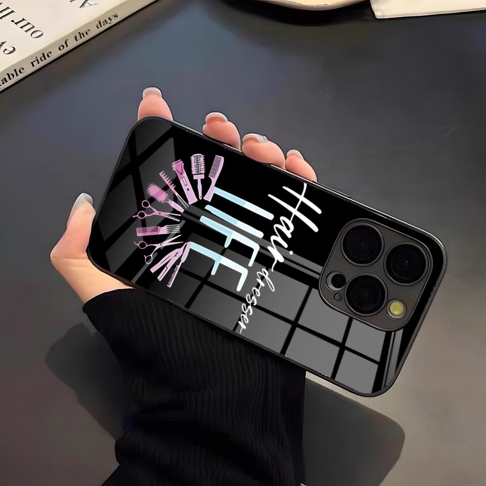 

Hair Stylist Hairdresser Phone Case For IPhone 17 Pro Max 16 15 14 Pro Max 13 11 X Xs Xr 8 7Plus Glass Cover iPhone 16 Pro