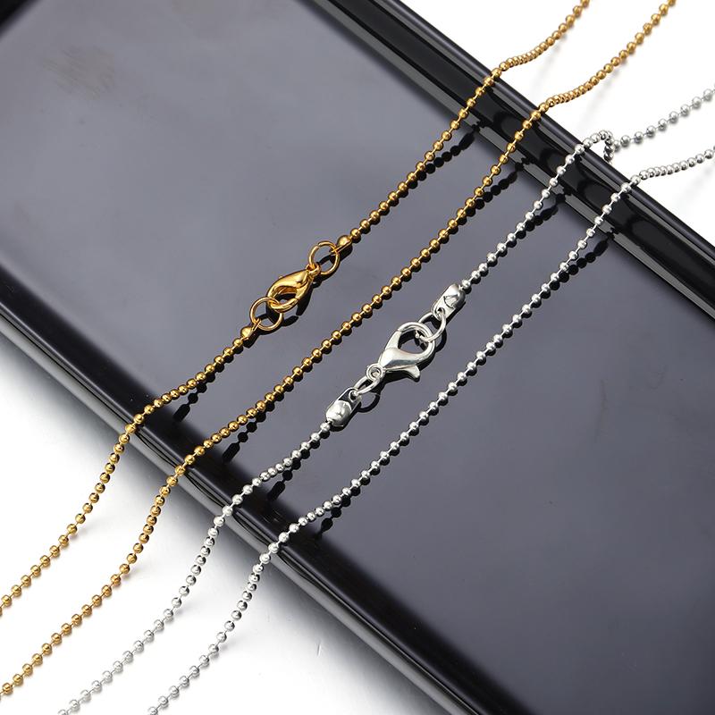 6pcs/Lot 45cm Bead Ball Chains Necklace Chains with Lobster Clasps Gold Silver Plated Jewelry Chains DIY Necklace Bracelet