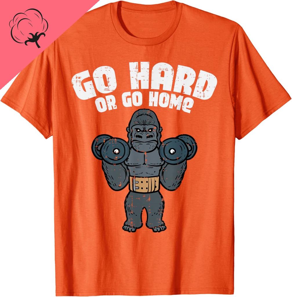 cotton Sport Top Gym Go Hard or Home Workout Motivation Fitness Unisex TShirt Graphic Vintage Classic Funny Short Sleeve Tee