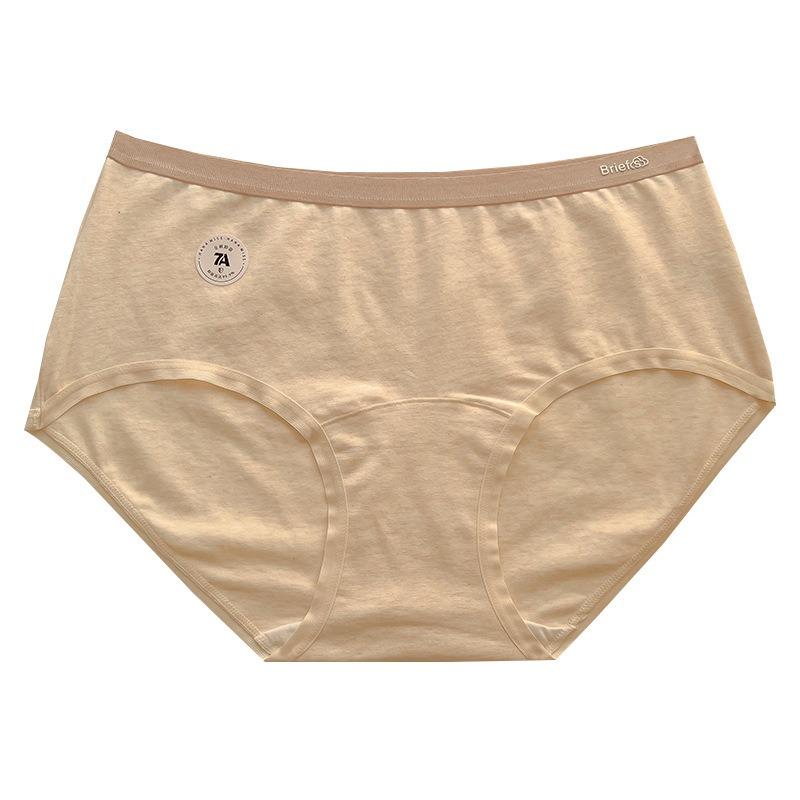 Plus Size Mid Waist Solid Pure Cotton Antibacterial Breathable Women Underwear Panties