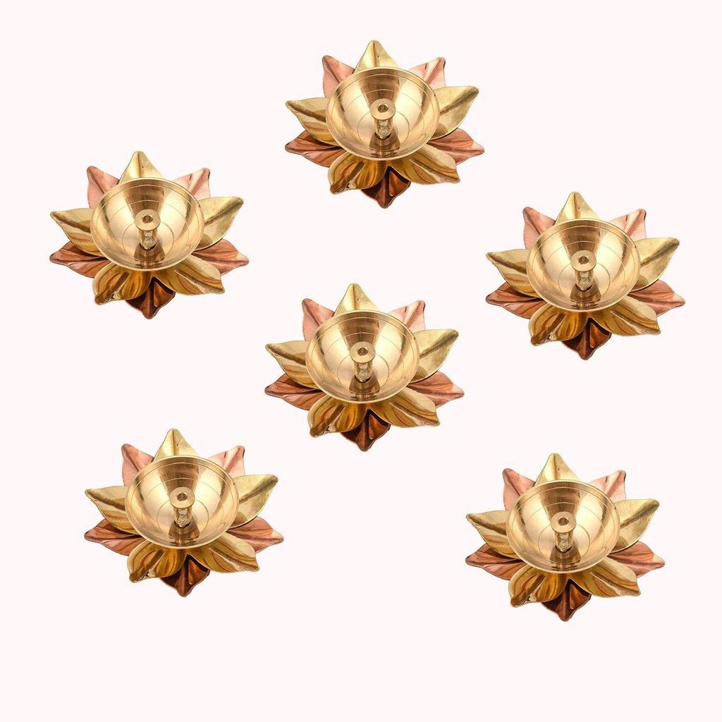 Metal Diya (3 x 3 x 1.5 inch, Gold) 6