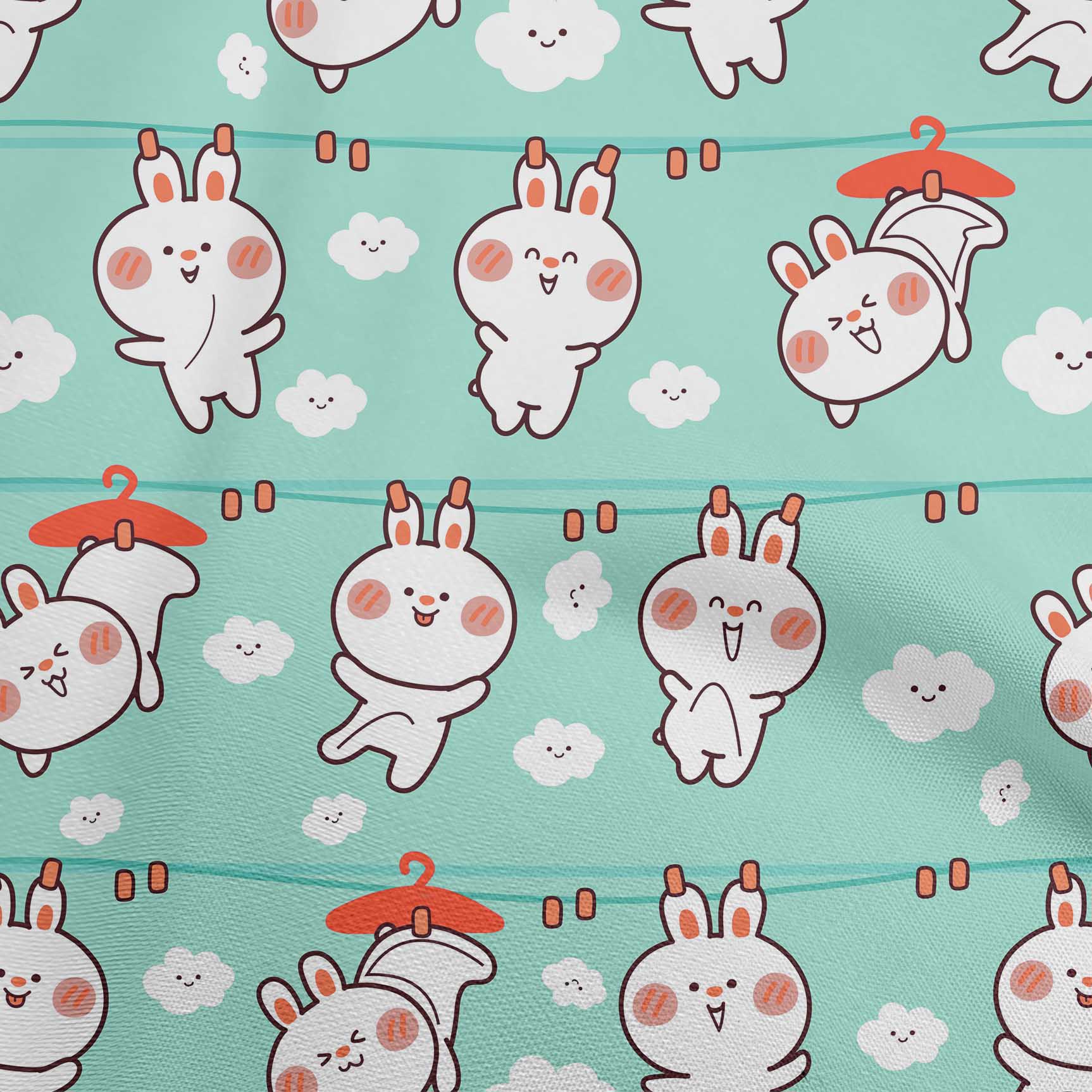 

OneOone Бавовняний поплін Світло-блакитна тканина Азіатська кавайна тканина для пошиття кроликів у дворі Принт для шиття одягу своїми руками 42 дюйма 42 Inch Wide - Viscose Chiffon бірюзовий колір синій