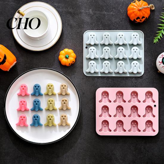 Wiederverwendbare Küchenform Kürbis Silikon Backen 3D Kuchenformen Halloween Thema Flexibler Cupcake-Blech Heißschokolade Seife Kerzenherstellung Form Backzubehör