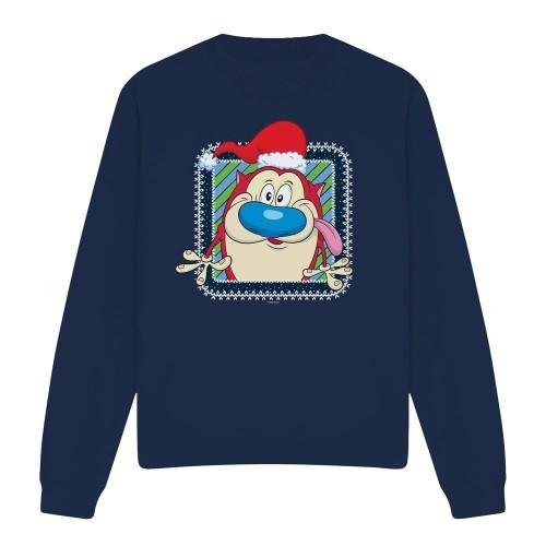 Ren & Stimpy Unisex Adult Festive Santa Hat Christmas Sweatshirt