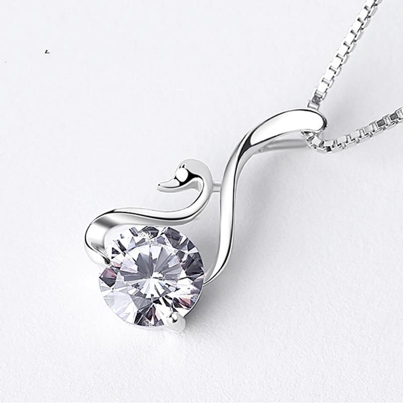 Elegant Amethyst Swan Pendant Necklace for Women - Clavicle Fashion Jewelry