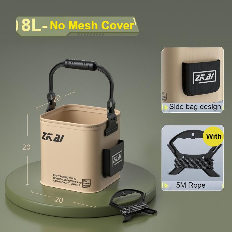 

Outdoor Fishing Bucket Foldable Portable Fishing Water Pail with 5M Rope for Wild Fishing Hiking Traveling Camping Bucket 8L/13L