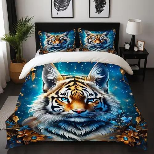 Carton Tiger Soft Duvet Cover Carton Tiger Background Theme Soft Duvet Cover Suitable for Children Kids Plus Adult Peoples Soft Plus Breathable