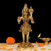 Pure Brass Standing Hanuman Ji Bajrang Bali Sankat Mochan Idol, Gold - 20 Cm