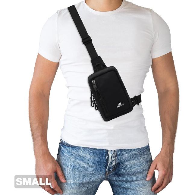 Peicees Mini Sling Bag for Men Small Crossbody Shoulder Bag, Mini Black