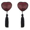 Women Rhinestones Heart Shape Nipple Cover with Tassels Reusable Adhesive Pasties Rave Club Party Breast Pads Sticky Bra