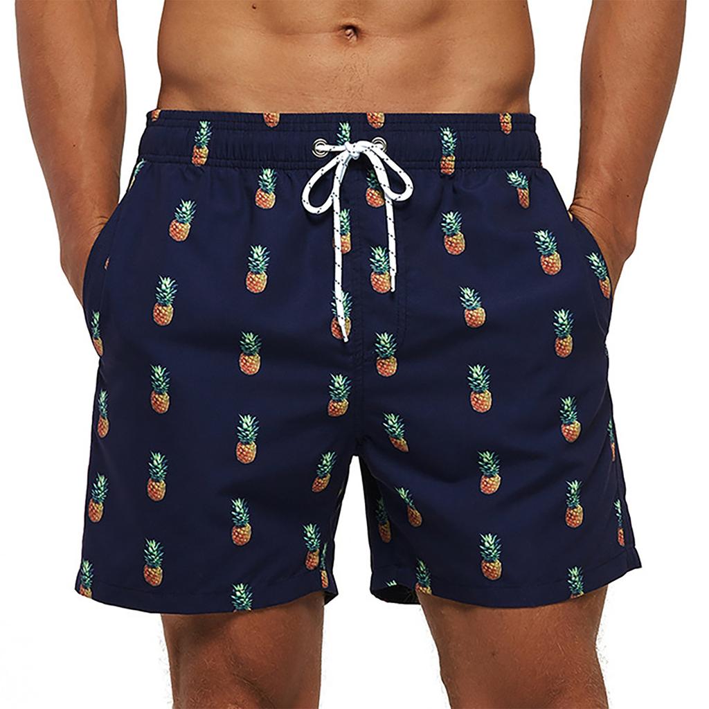 Herreshorts Casual Classic Fit Sommerstrandshorts med snøring med elastisk midje og lommer