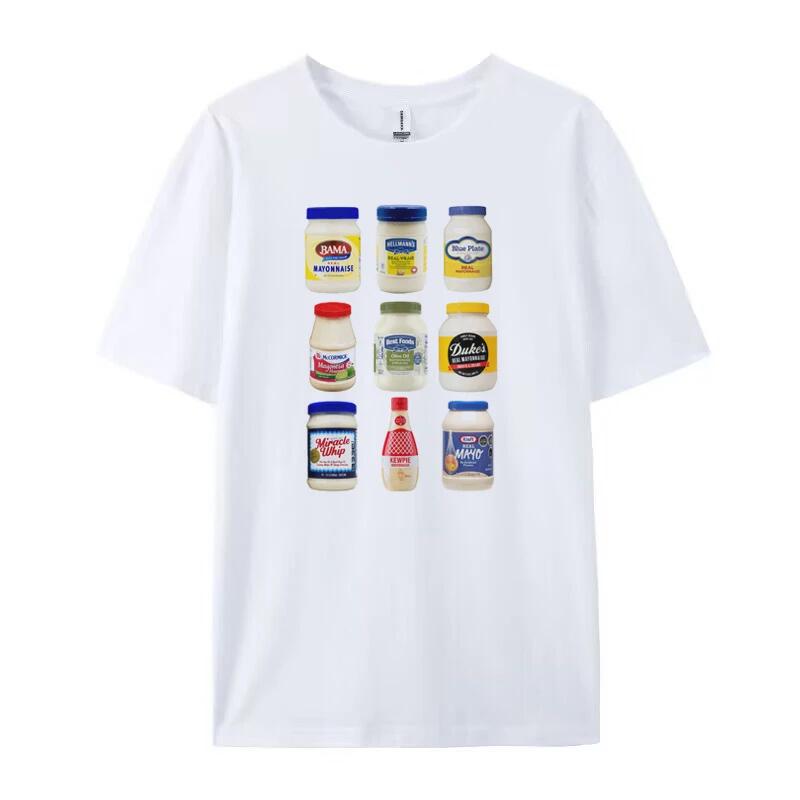 Women Mayonnaise Vintage T Shirt Cute Funny Mayo Lover TShirts Short Sleeve Foodie Tee Shirt Unisex Grunge Aesthetic Tops Gifts S