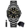 POEDAGAR 1pc Casual Men's Stainless Steel Quartz Wristwatch, Dual Date Display, Business Waterproof Luminous Wristwatch,  Men's Gift