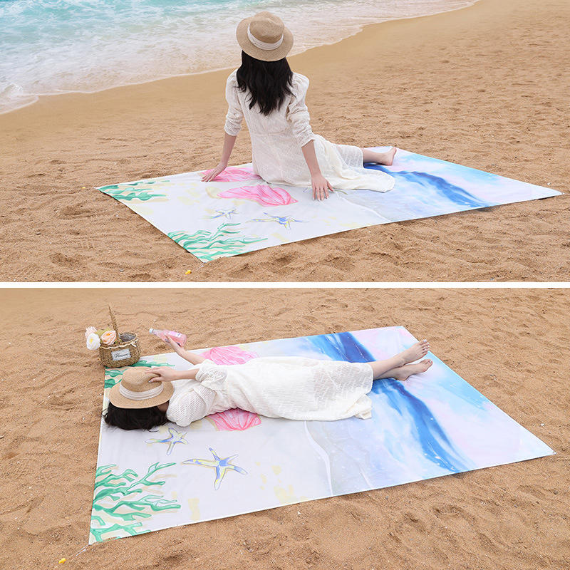 Large Foldable Beach Blanket Waterproof Sandproof Beach Mat Outdoor Picnic Mat for Travel Hiking Camping