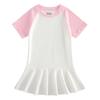 Korean Summer Cartoon Pleated Dress for Girls - Short Sleeve Color Block Skirt Style