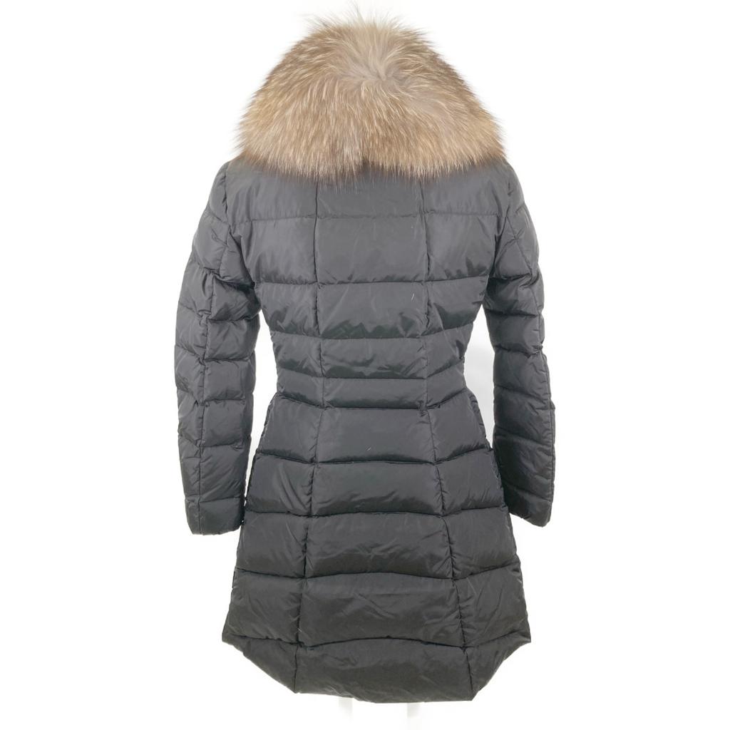MONCLER [Good condition/domestic regular] HIRONDELLE down jacket with fur collar coat O blackUsed