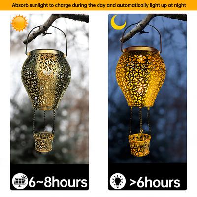 Lumină de Peisaj de Grădină Balon cu Aer Cald Solar, Felinar de Fier de Exterior, Lampă LED pentru Gazon, Grădini, Decorațiune de Crăciun, Ziua Recunoștinței 2025